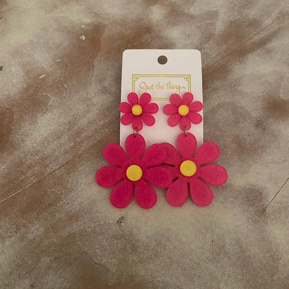Pink Flower Earrings